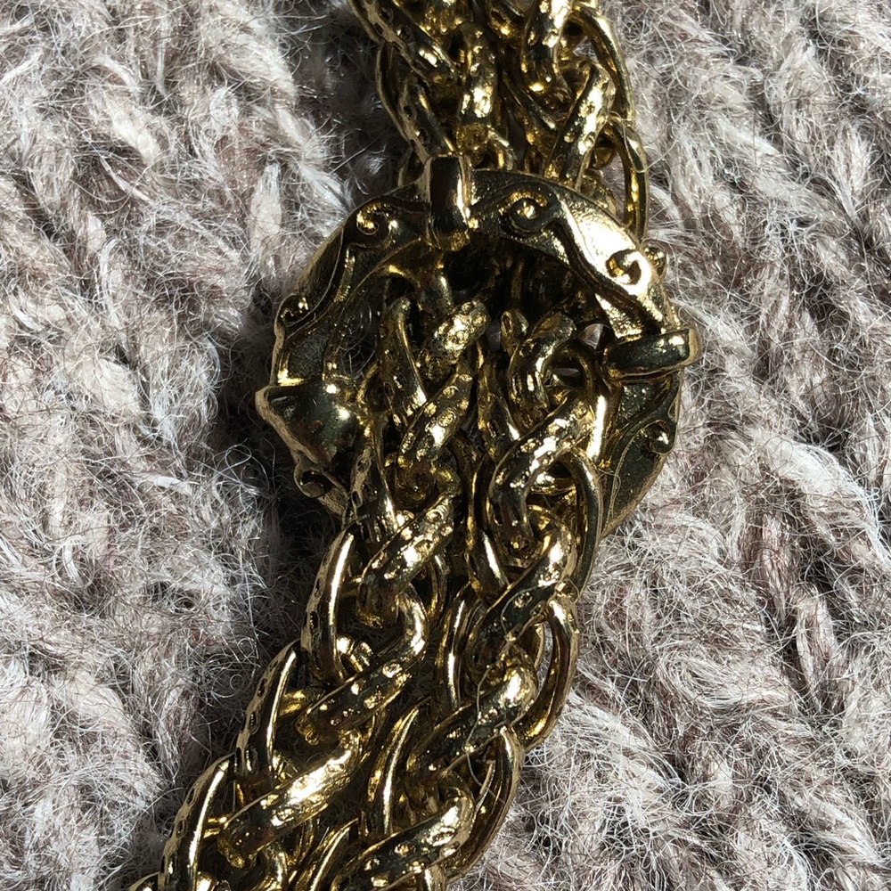 2028 Jewelry Goldtone Textured Braided Rope Chain 27" Tassel Necklace - Picture 5 of 7